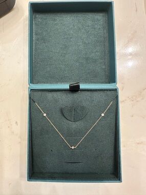 Aurate Lab Grown White Sapphire Station Necklace New 16 in Gold Vermiel